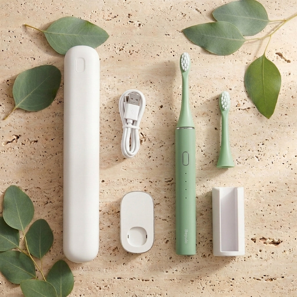 Bepulo Sonic Toothbrush Travel Set Layflat Green